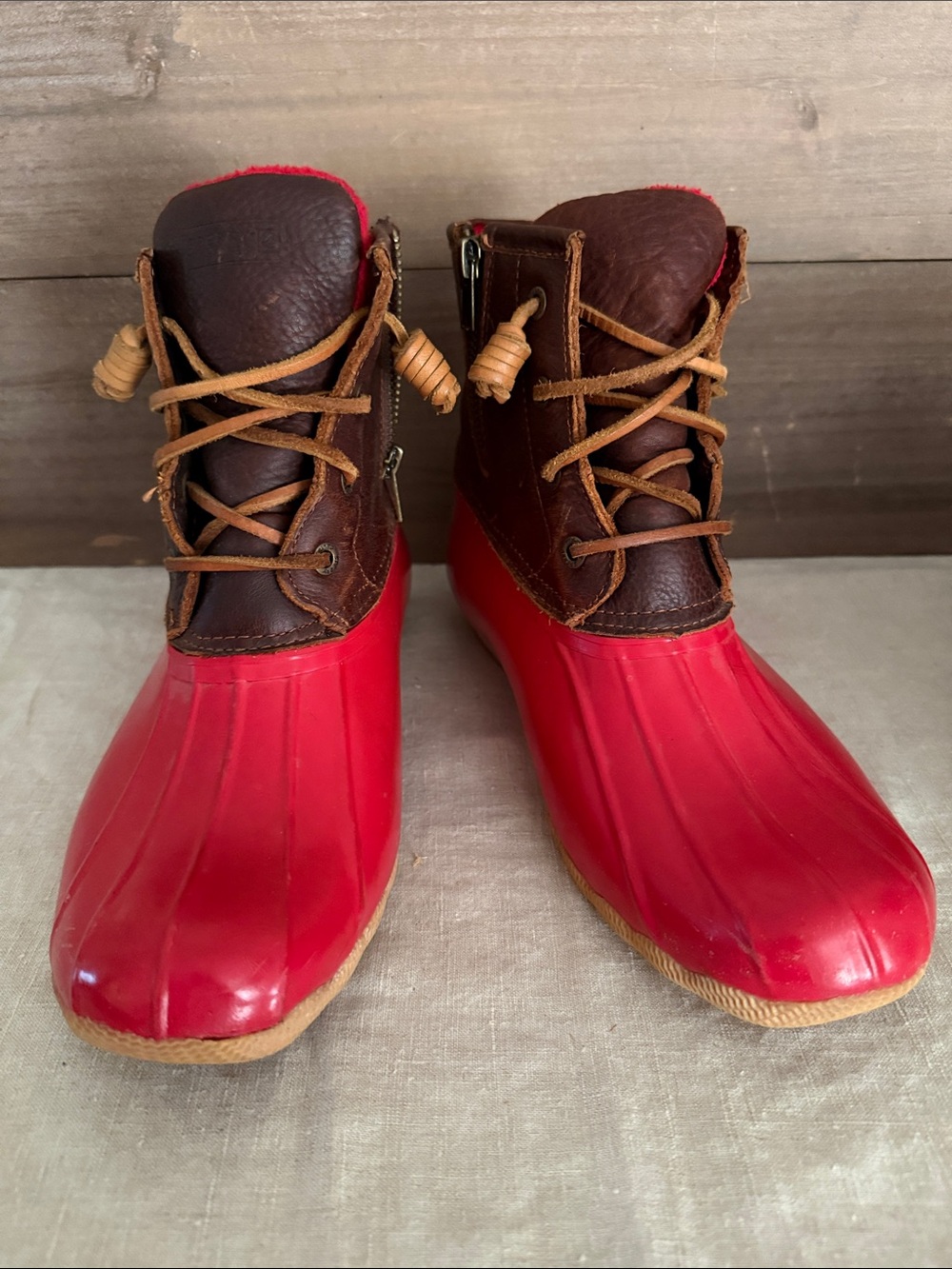 ❤️Sperry Top-Sider Saltwater Duck Boots Red Metallic - Picture 6 of 9